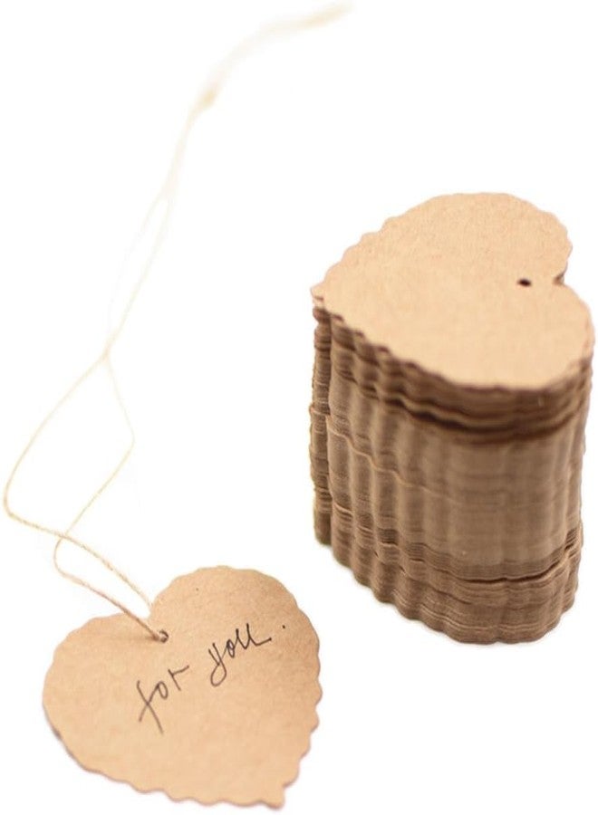 Labriciyon 100 Pcs Brown Heart Shape Kraft Paper Gift Tags Price Tags Crafts Hang Tag Label Tag with Jute Twine String Brown Gift Wrapping Supplies Gift Wrap Tag Health and HOU Hold - Image 1